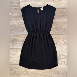 Mossimo Black V-Neck Smocked-Waist Mini Dress w/Pockets